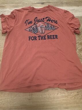 Graphic Beer Slogan Tee - Rust Coral